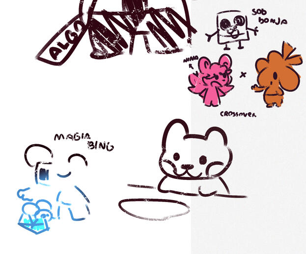 Sketch based on some friend's original characters. Sketch based on some friend's original characters.
