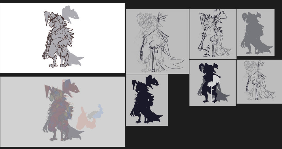 Shape study and initial sketches for a concept art commission. Shape study and initial sketches for a concept art commission.