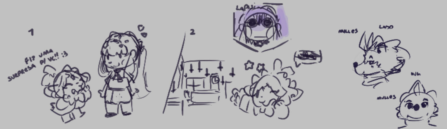 Sketch based on some friend's original characters. Sketch based on some friend's original characters.