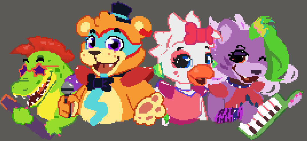Mega PizzaPlex logo but in pixel art, prob made in Krita. Mega PizzaPlex logo but in pixel art, prob made in Krita.